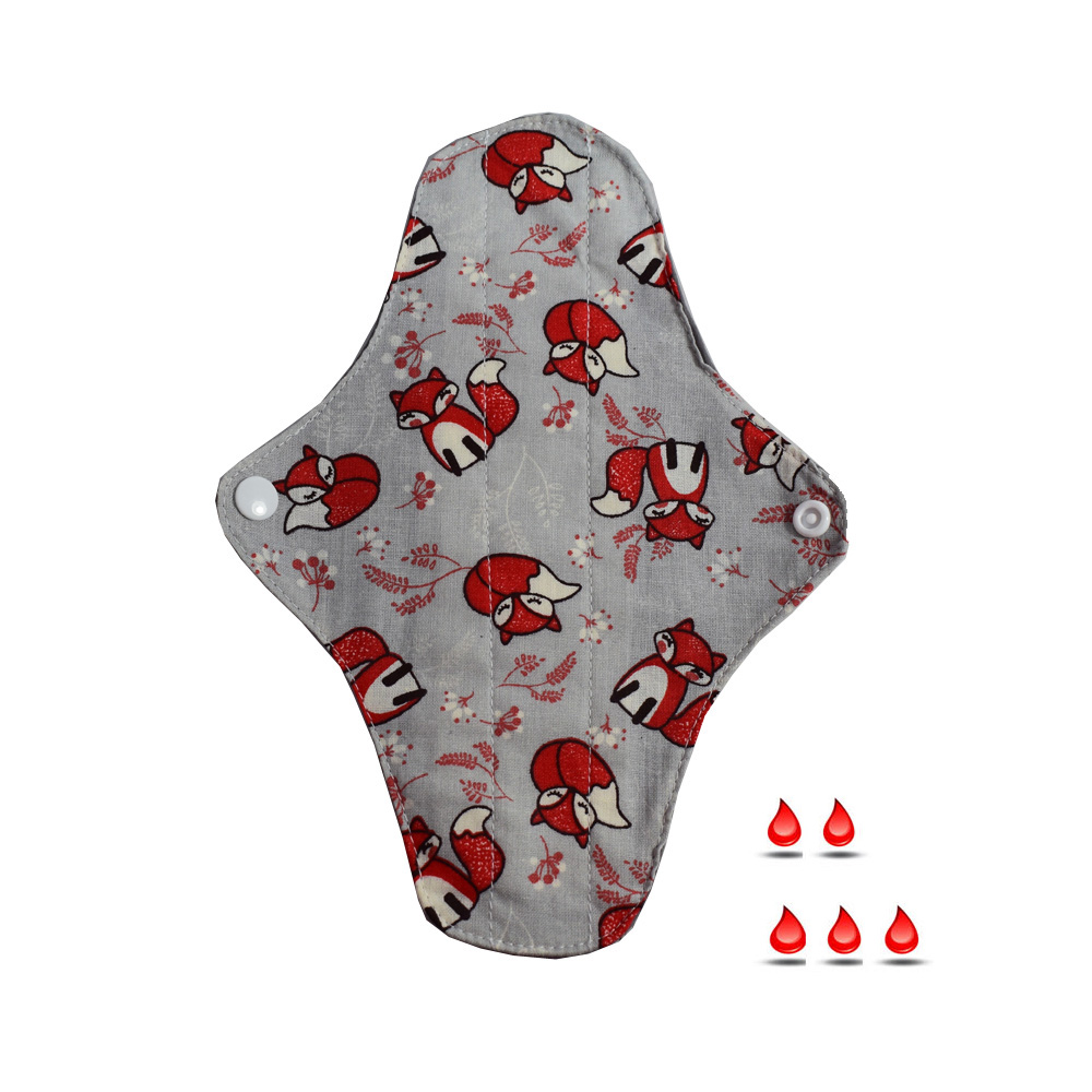 Absorbant intim lavabil din bumbac, regular, normal, set 5 bucati model surpriza- 22 cm - imagine 3