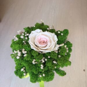Vaza decorata cu licheni si trandafir criogenat