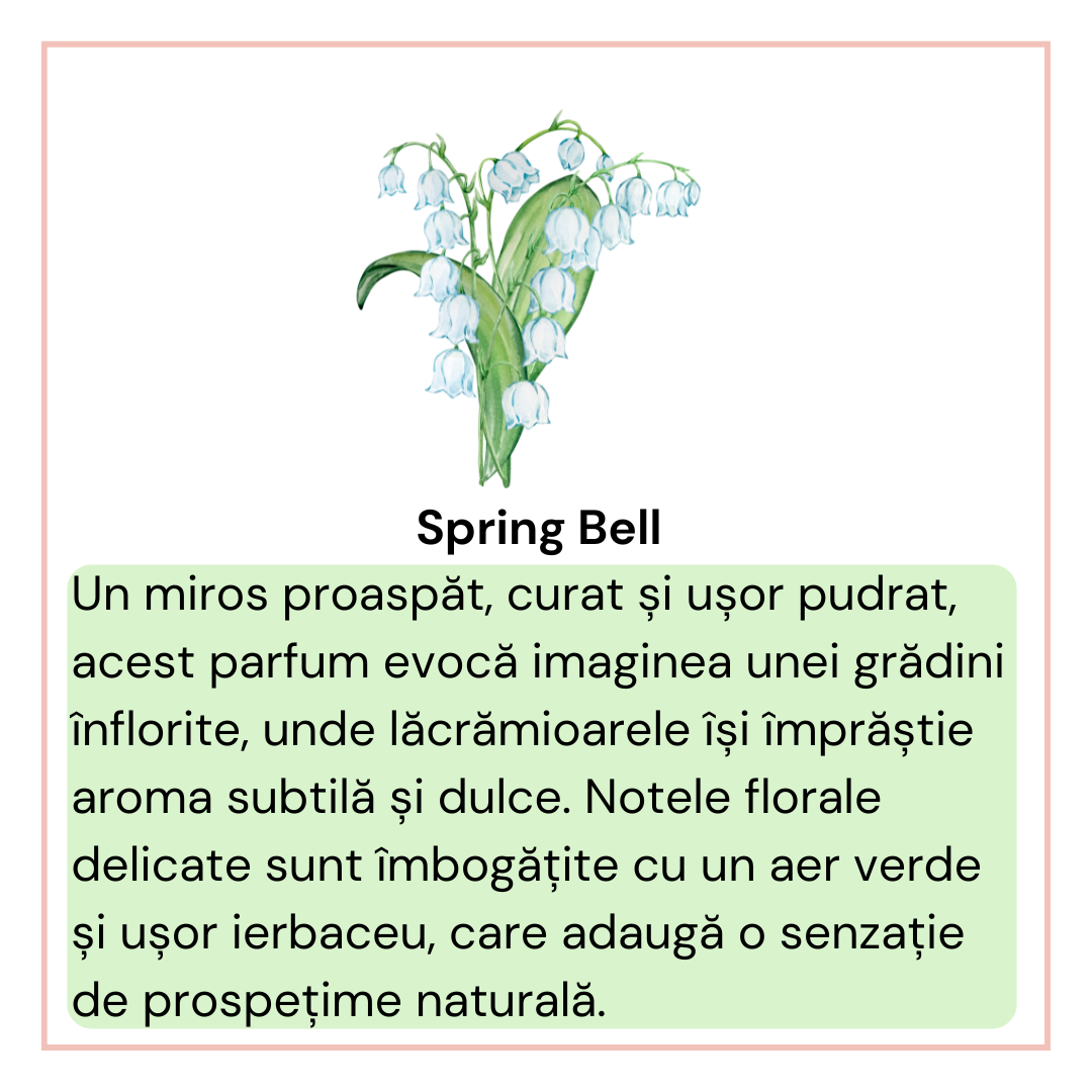 SPRING BELL, Lacramioare, efect marmura, verde, 180g, ardere 40 h, lumanare parfumata din ceara de soia, Solara Candles - imagine 2
